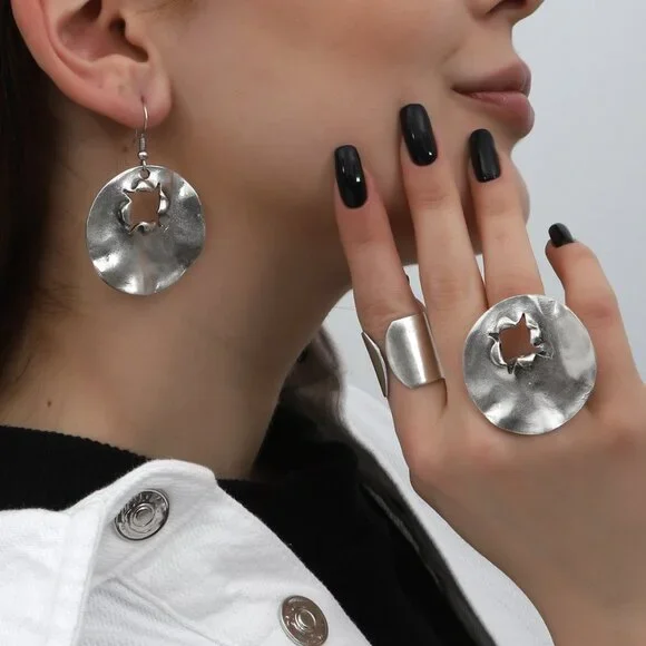 COPY - Bohemian Ring Necklace Bracelet and Earring Circle Jewelry Set - Picture 3 of 6